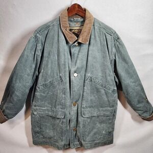 Vintage Eddie Bauer Chore Jacket Mens L Green Down Removable Liner Barn‎ Coat